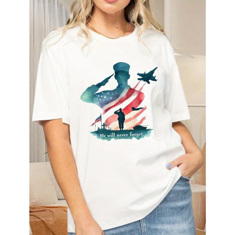 1pc Women's Patriotic Memorial Day T-Shirt