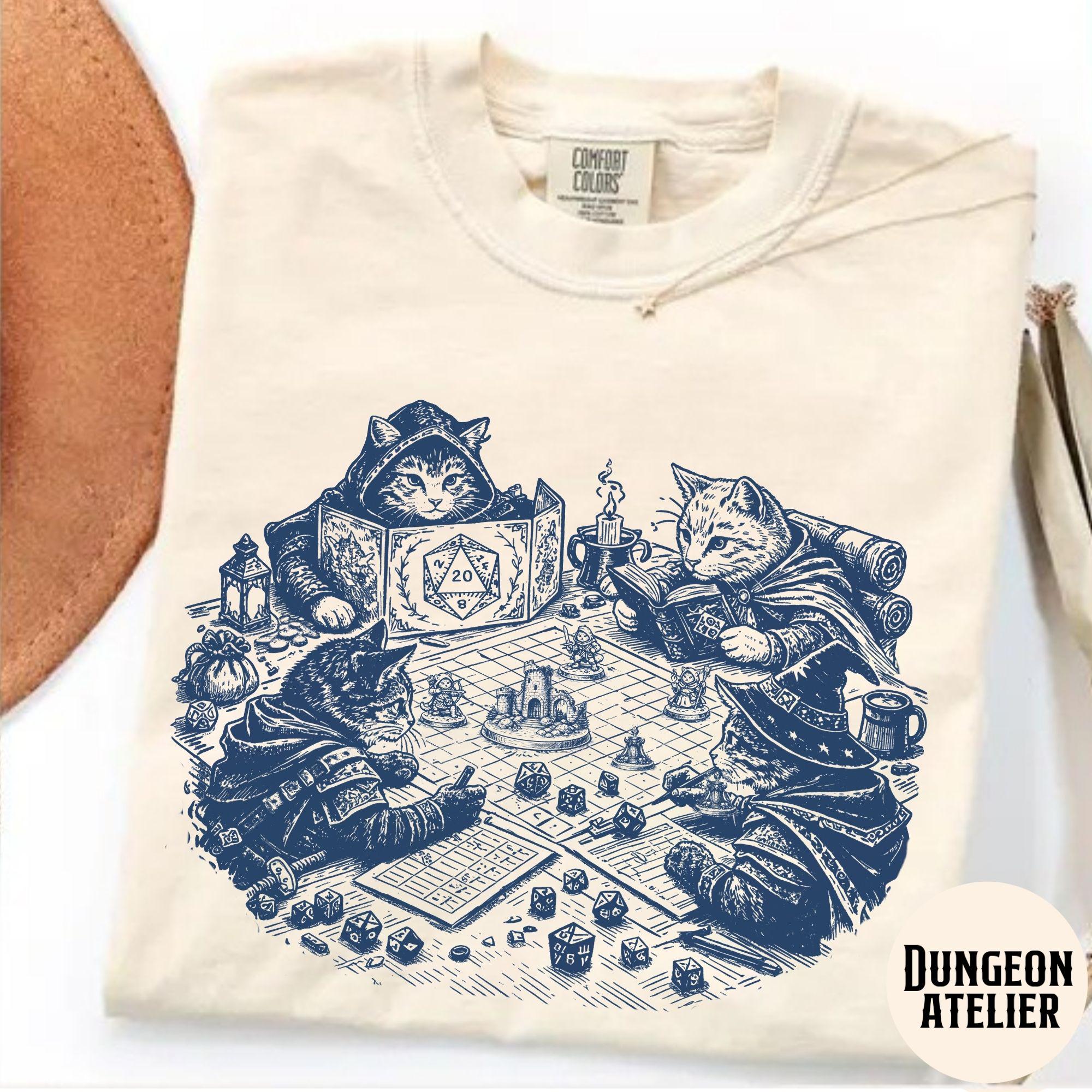 Dnd Cats Comfort Colors Retro Kitten Cat Person Vintage Nerdy Cats Tabletop Cat Dad Mom (3)