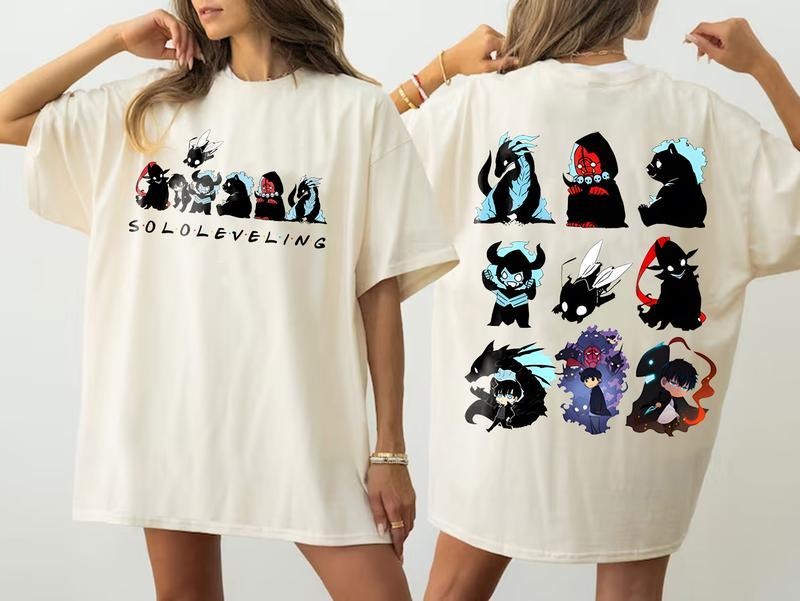 2 Sided Soloo Leveliing X Friends Sung Jin.Woo Shadow Monarch Chibi Belliion Be.Ru Greed Lgris Lron Jiima Kaiisel Shadow Giants Tank Tusk Shirt T-Shirts, Hoodie, Sweatshirt