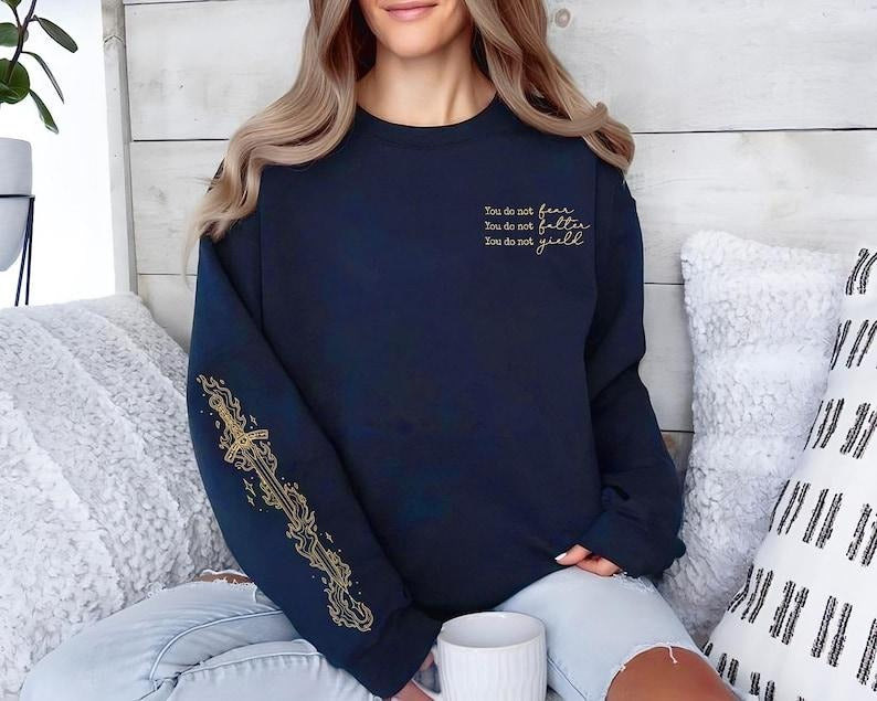 2 Slide ACOTAR Velaris You Do Not Yield SJM Quotes Sleeve Print Court Thorns Roses T-Shirts, Hoodie, Sweatshirt