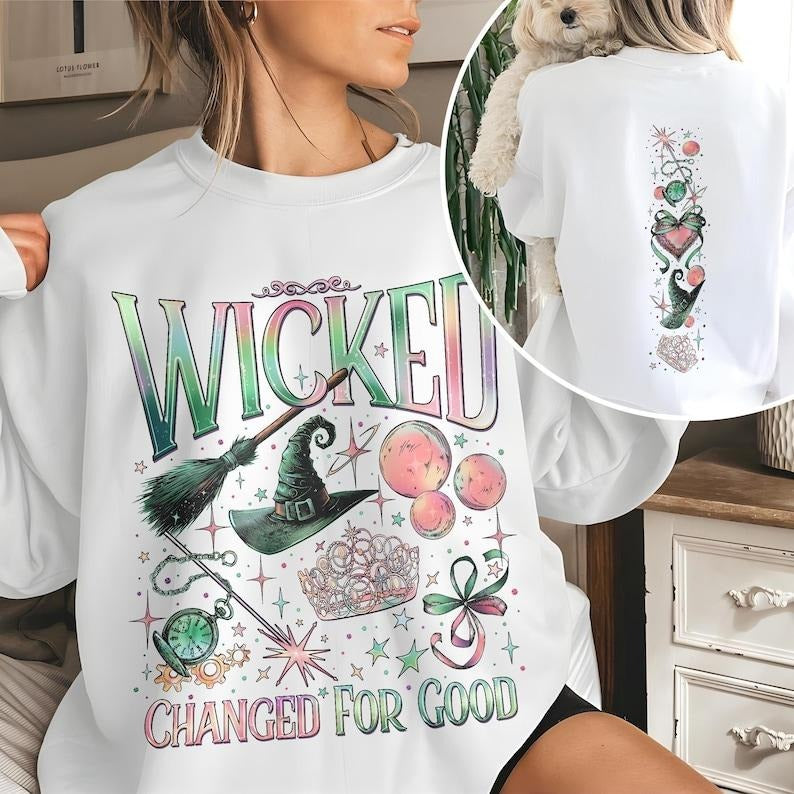 2 Slide Wicked Double Sided Wizard Movie Fan Wicked Changed Good Wicked Musical 2 Sided Shirts T-Shirts, Hoodie, Sweatshirt