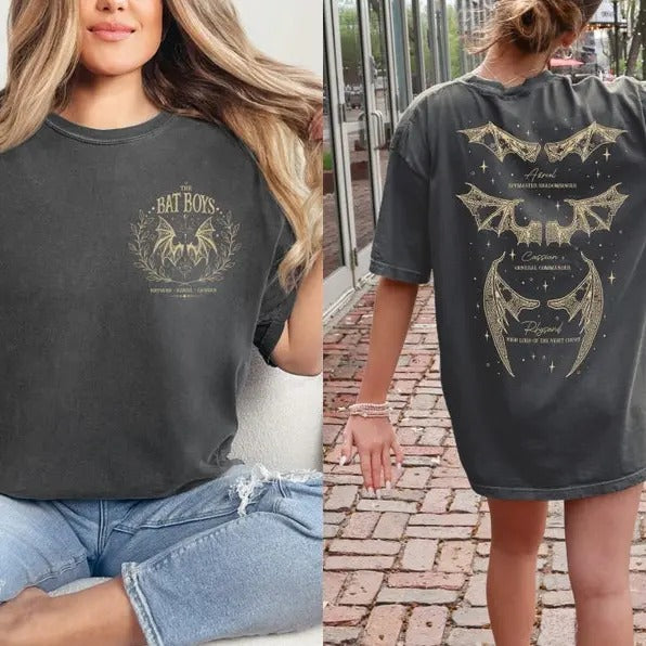 2 Slides Bat Bat Night Court Acotar Shirt Acotar Bat Acotar Shirt Azriel Acotar Shirt Azriel Book Shirt Womenswear Cotton Casual Top Fit Shirt Hoodie Sweatshirt