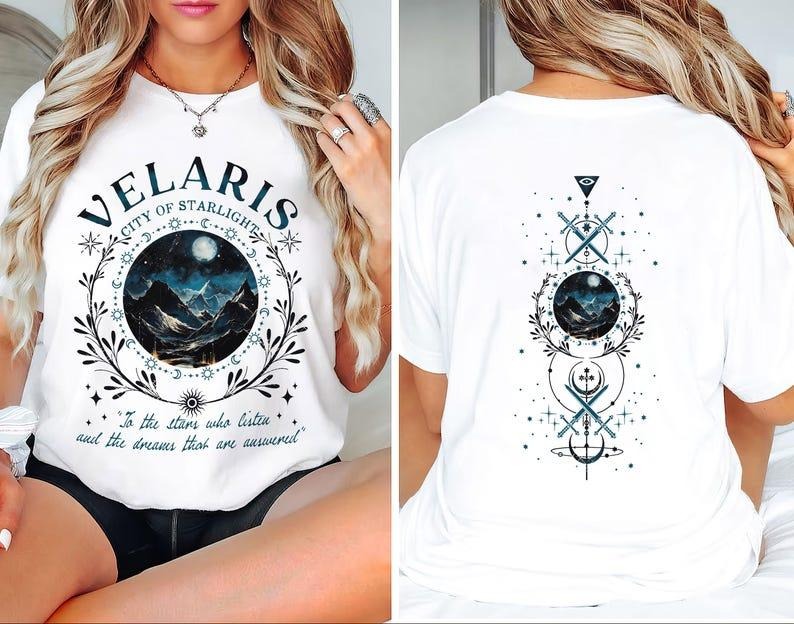 2 Slides Velaris City Starlight Shirt ACOTAR Retro Velaris Bookish Shirt House Wind Book Night Court SJM Fit T-Shirts, Hoodie, Sweatshirt