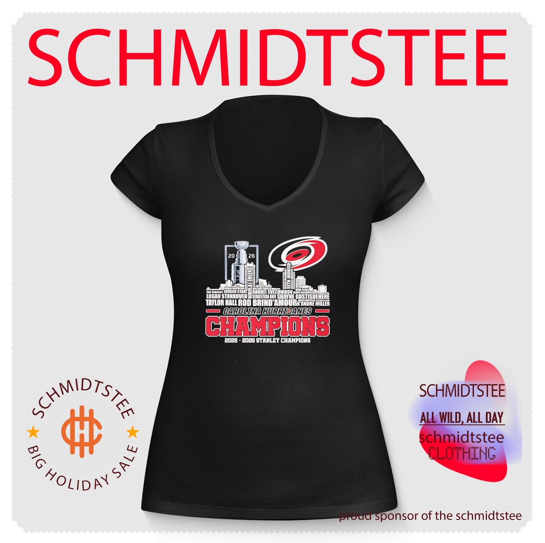 2025-2026 Stanley Champions Carolina Hurricanes player name skyline shirt