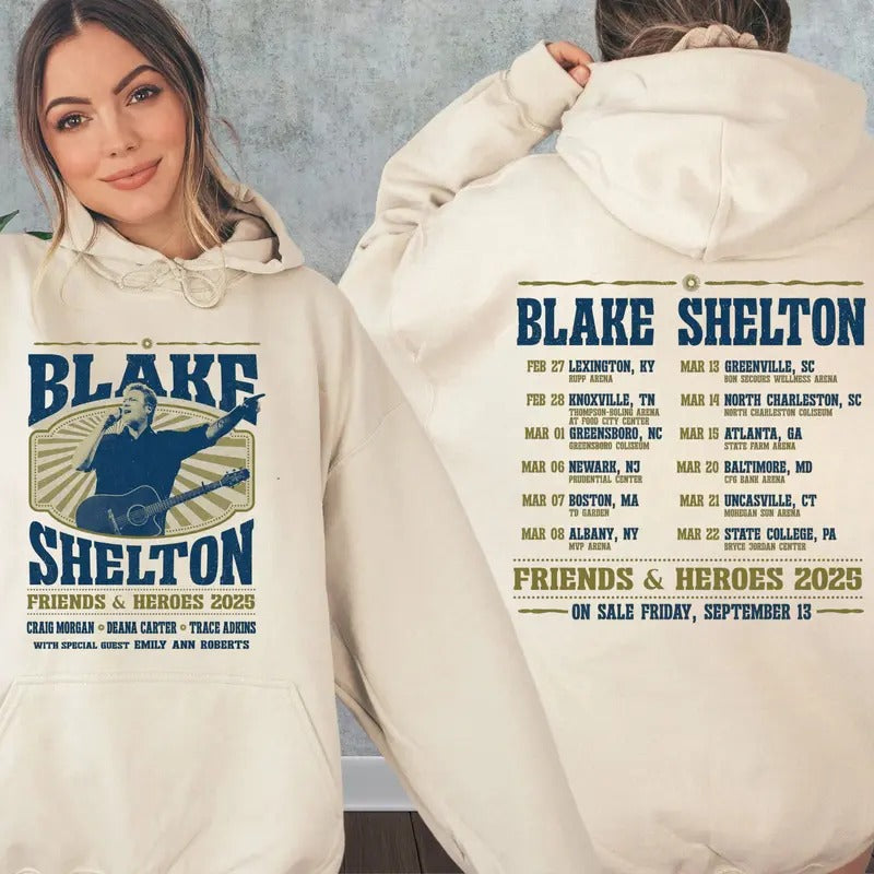 2025 Blakee Tour Sshelton 2 Sides Shirt, Country Music Concert, Fan Merch, Unisex Sweater Pullover Tee Hoodie Sweatshirt