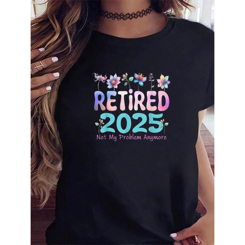 2025 Retirement Is No Longer My Concern, Fun Retirement Flower Lady T-Shirt, Pure Short-Sleeve T-Shirt, Fun Design,...
