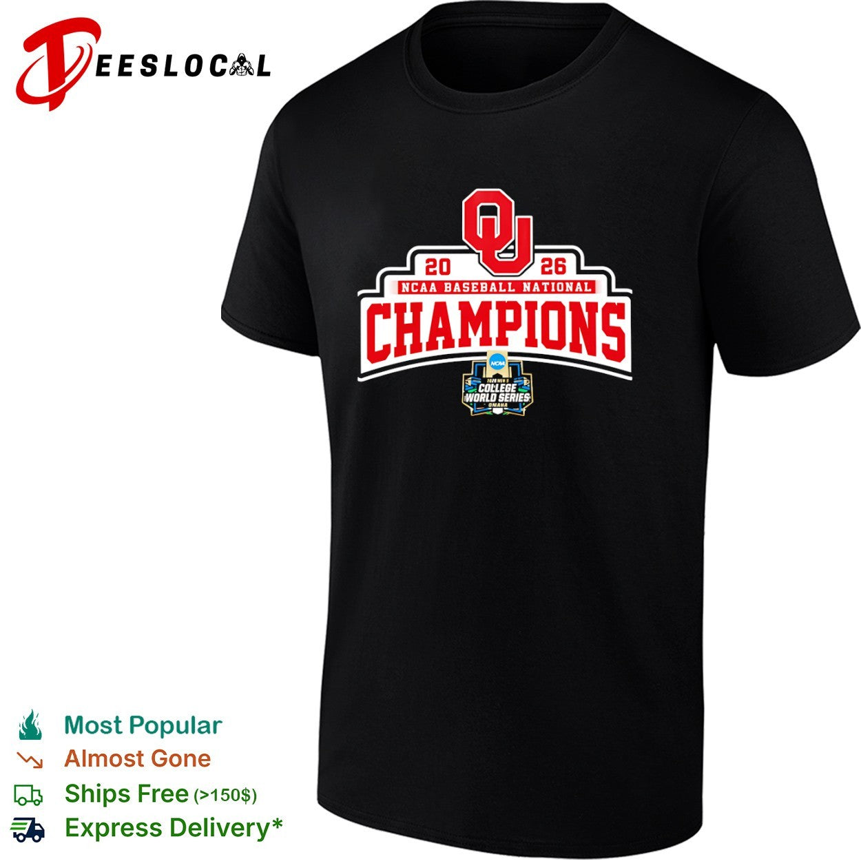 2026 NCAA Baseball National Champions Oklahoma Sooners College World Series shirt