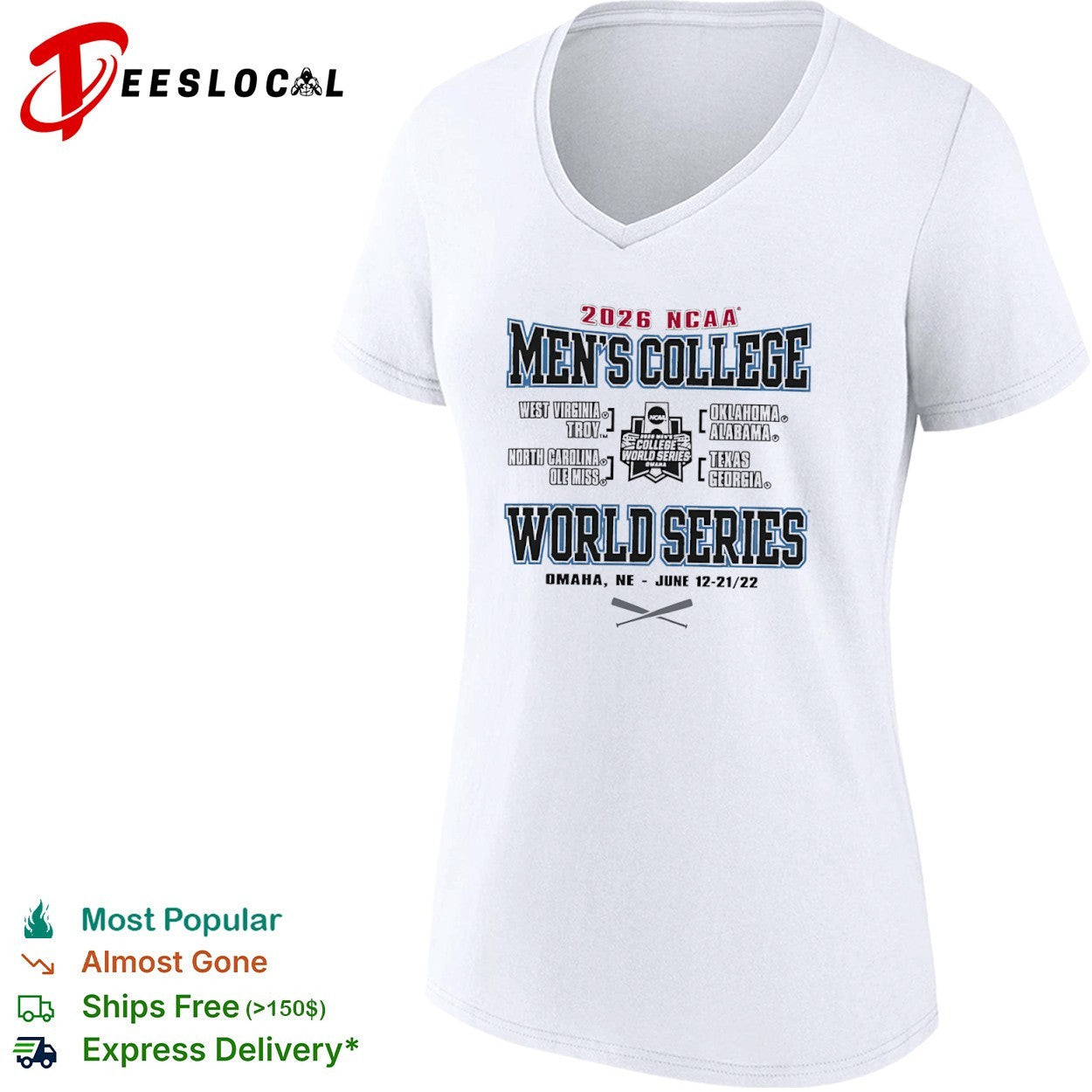 2026 NCAA Men’s College World Series West Virginia Troy Oklahoma Alabama shirt