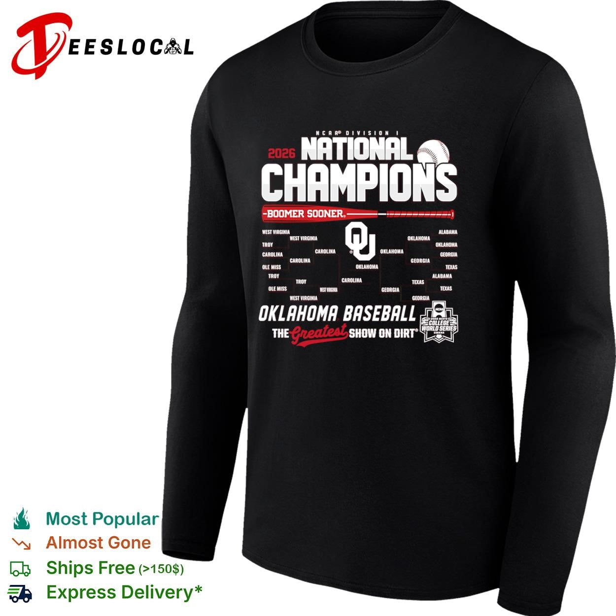 2026 National Champions Oklahoma Baseball Boomer Sooner The Greatest Show on Dirt shirt