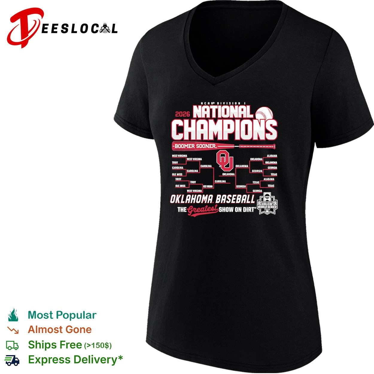 2026 Oklahoma Baseball National Champions Boomer Sooner NCAA Division I tournament shirt