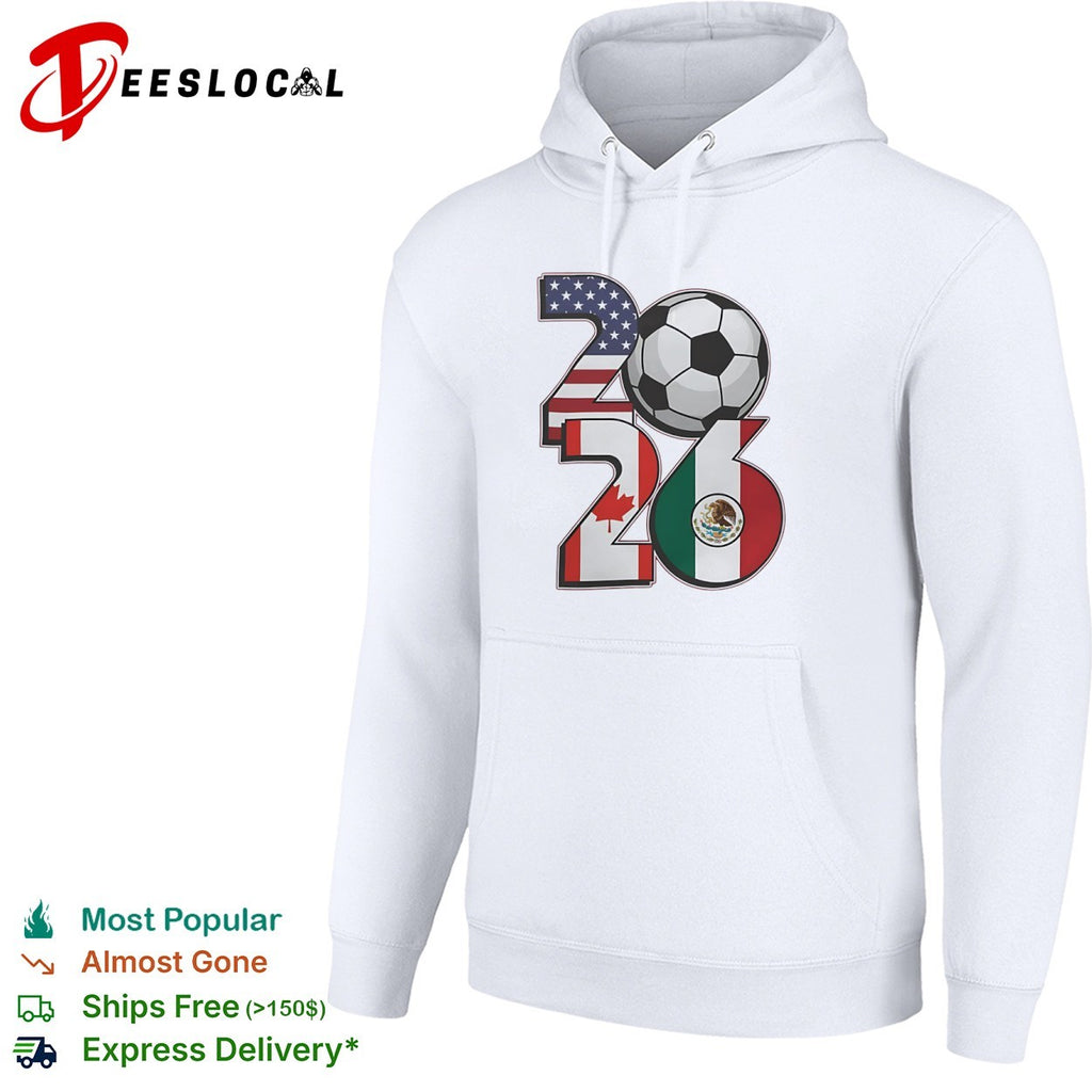 2026 World Cup Soccer Tournament USA Canada Mexico Flags Soccer Ball shirt