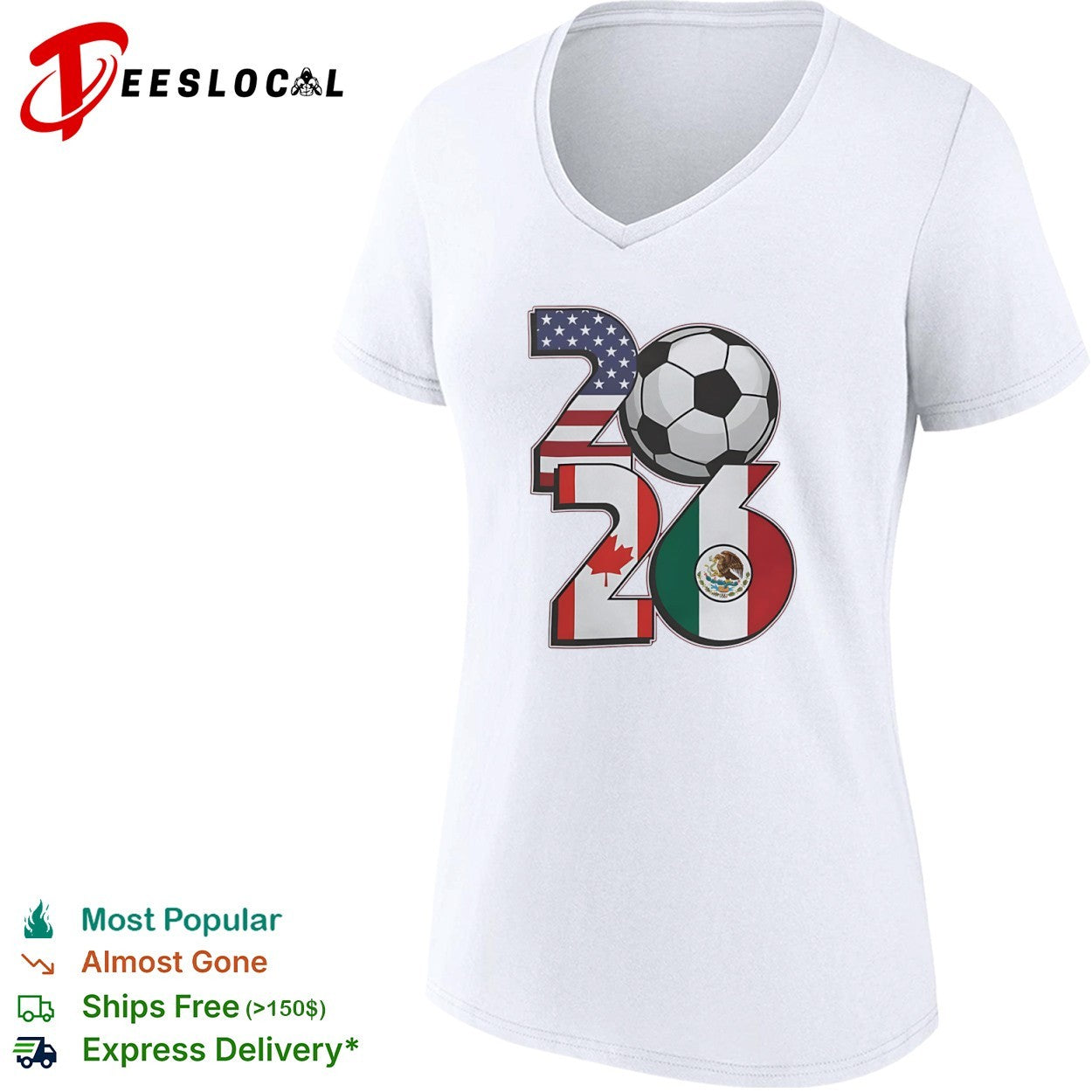 2026 World Cup Soccer Tournament USA Canada Mexico Flags Soccer Ball shirt