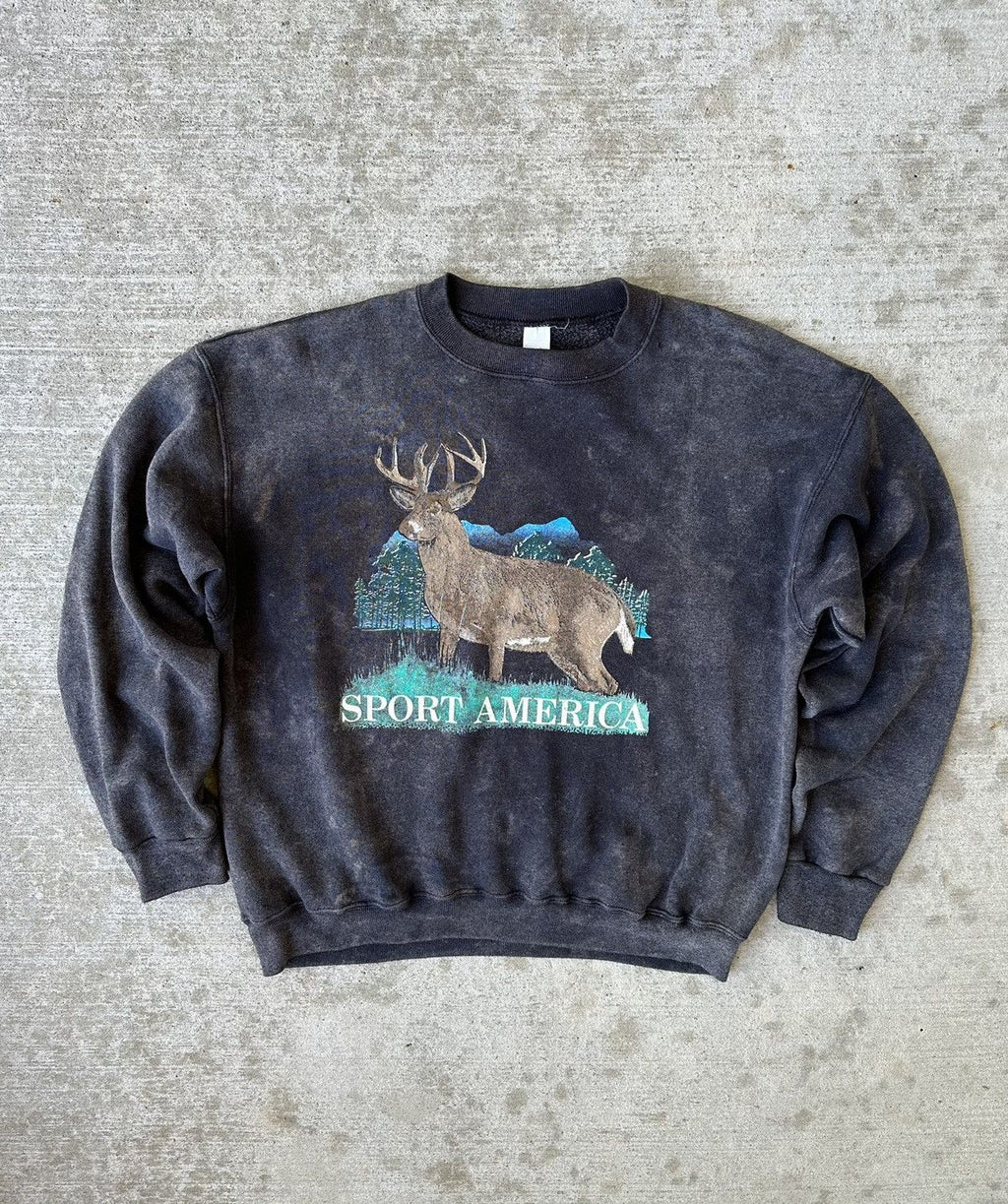 Vintage 90s Sport America Faded Boxy Graphic Sweatshirt Shirt Hoodie | PrintMintTees.com