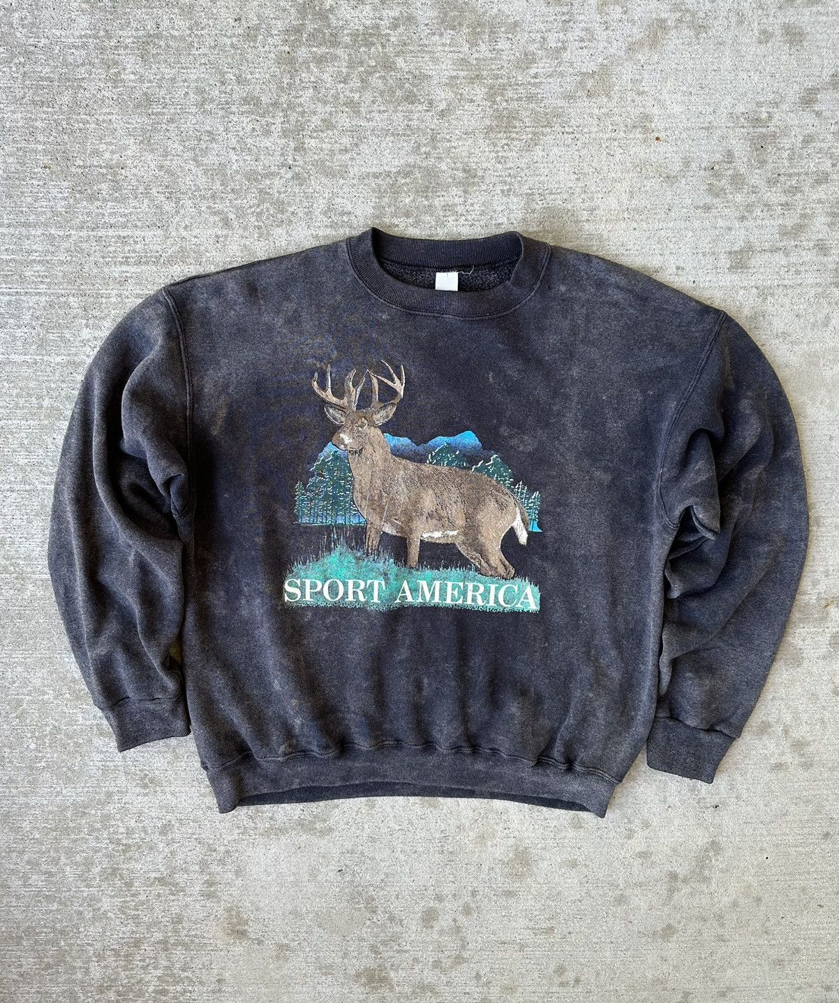 Vintage 90s Sport America Faded Boxy Graphic Sweatshirt Shirt Hoodie | PrintMintTees.com