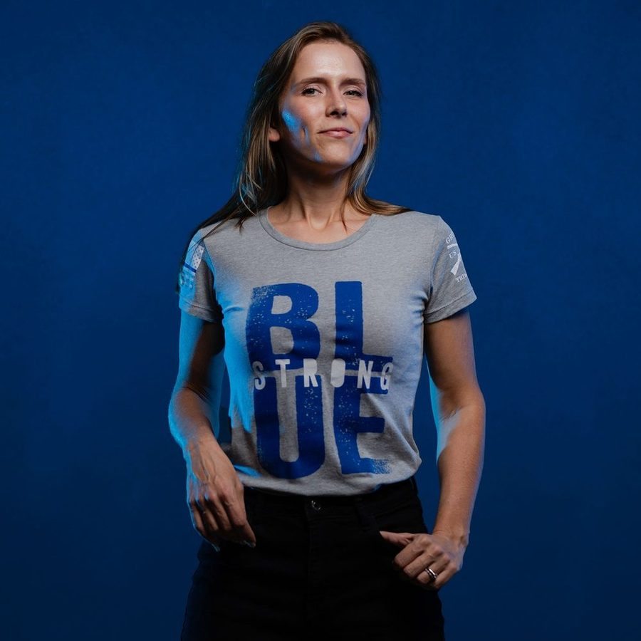 Women's Blue Strong Slim Fit T-Shirt - Dark Heather Gray