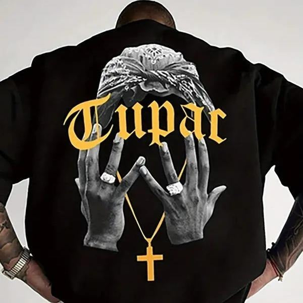 2PAC Graphic Back Printed Crew Neck Unisex Tee, Short Sleeve Streetwear T-shirt for Summer, Casual Comfy Top Gift for Men...