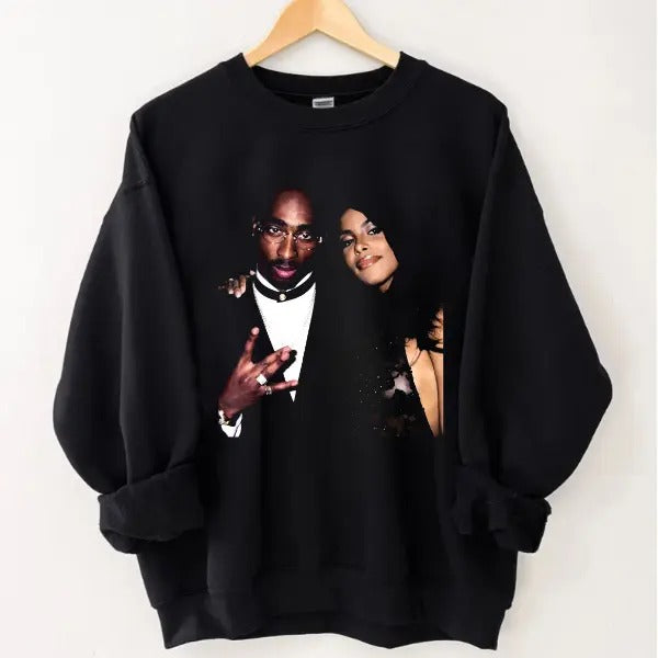 2Pac Tupac Shakur Aaliyah T-Shirt 2Pac Rapper T-Shirt 90'S Hip Hop Clothing Sweatshirt Hoodie | PrintMintTees.com