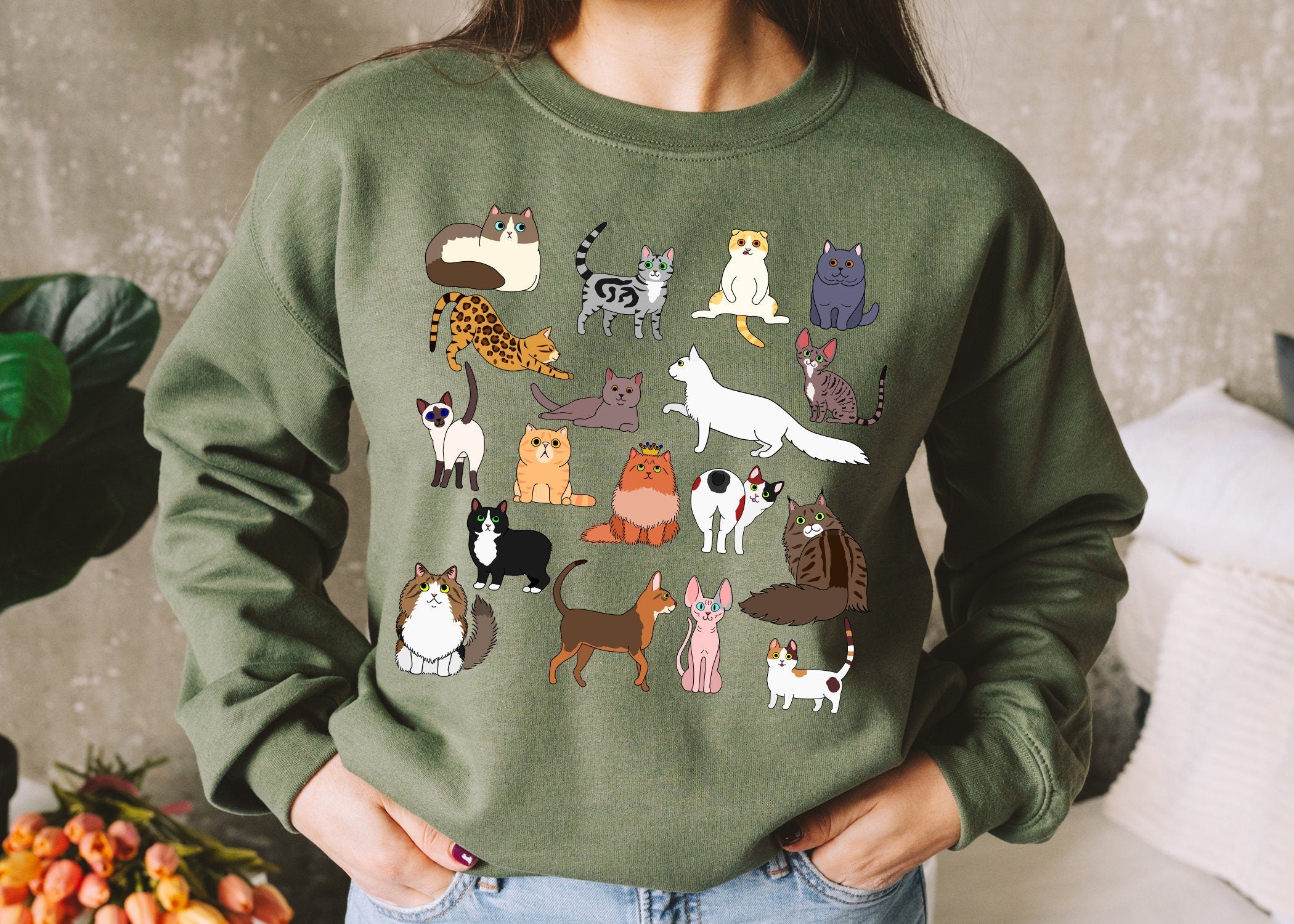 Doodle Cat Cottagecore Ca Cat Lover Teacher Birthday Unisex T-shirt, Sweatshirt, Hoodie (4)