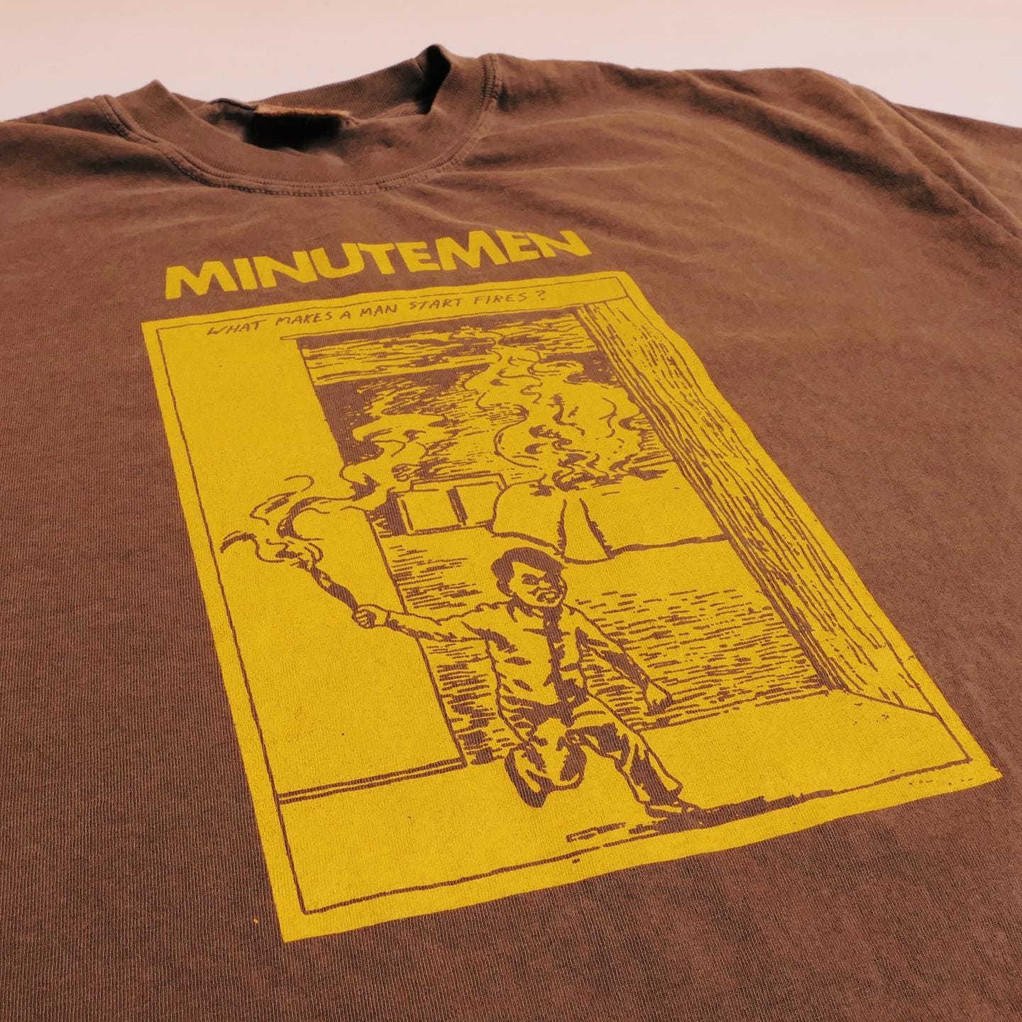 Minutemen Raymond Pettibon Tee Faded Brown Makes Man Start Fires Album Art Vintage American Punk Rock Band Sst Records Xl (4)