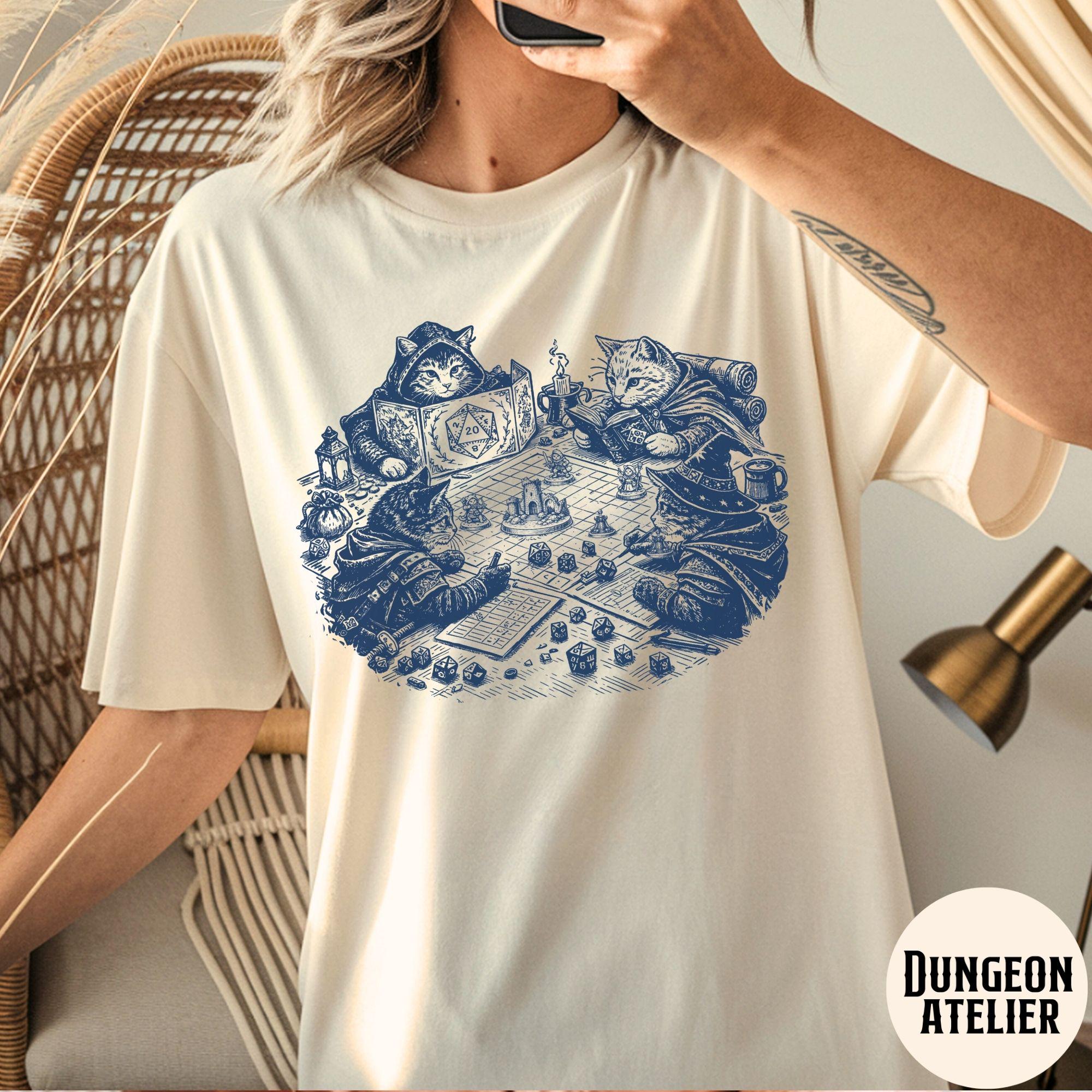 Dnd Cats Comfort Colors Retro Kitten Cat Person Vintage Nerdy Cats Tabletop Cat Dad Mom (4)
