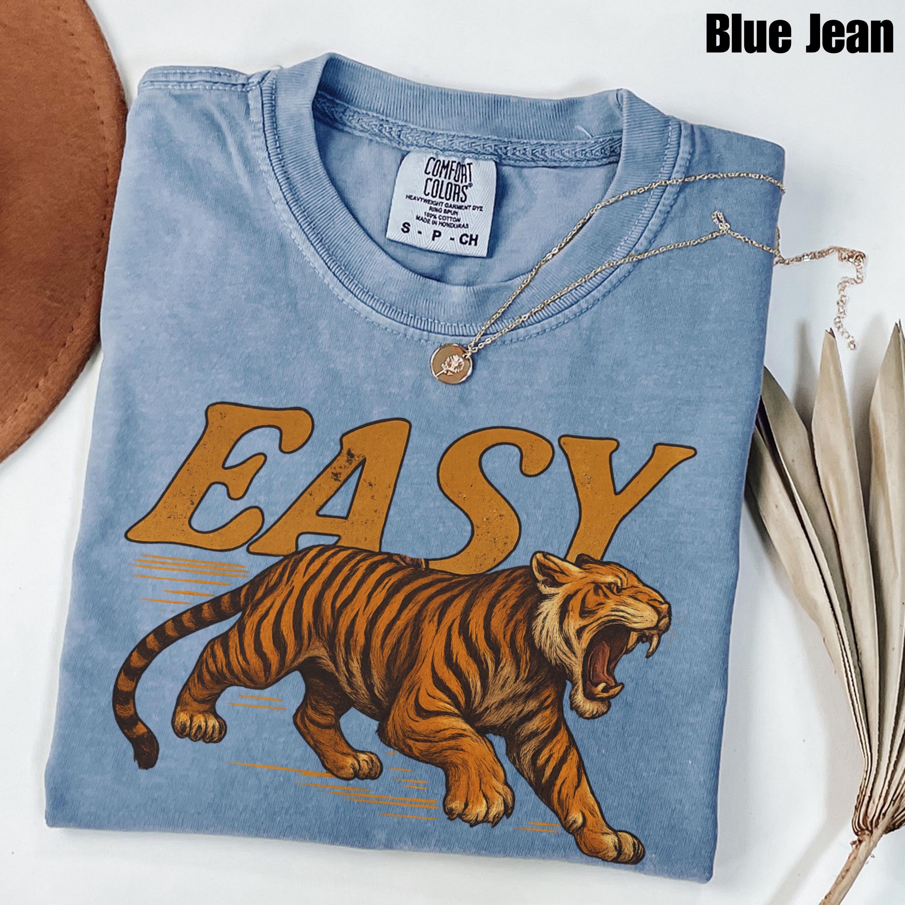 Easy Tiger Comfort Colors Vintage Distressed Tiger Oversized Retro Tiger Tee Grunge Indie Boho (4)