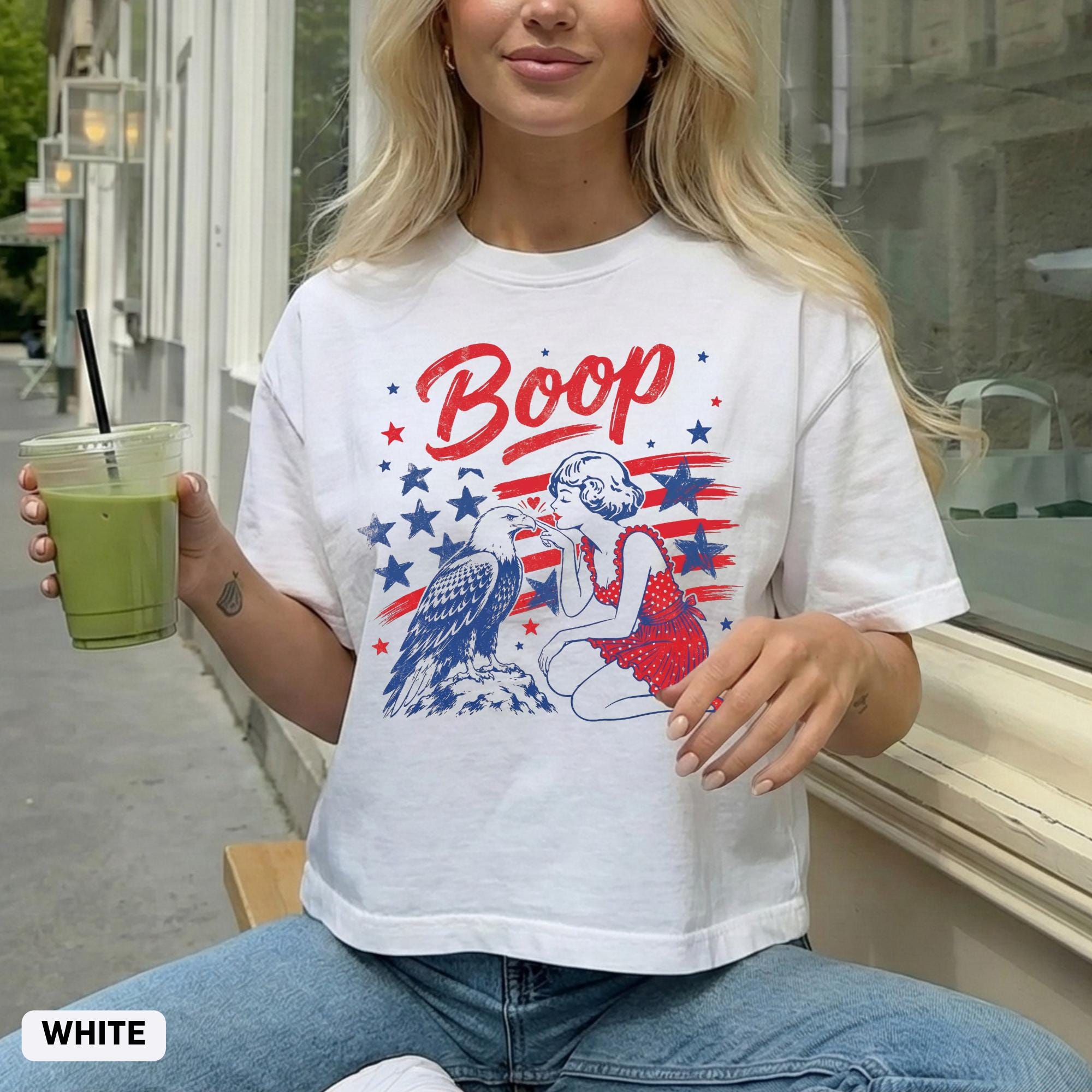 Boop Eagle Comfort Colors Boxy Tee Patriotic Vintage Girl Boop Eagle Crop 4th July Retro America Patriotic (4)