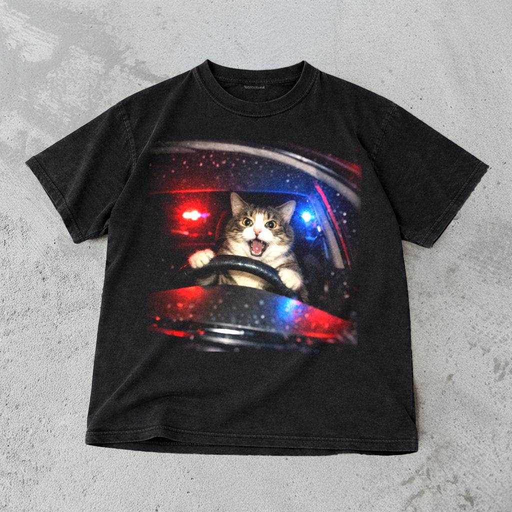 Cat Vintage Cat Memes Retro Unhinged Comfort Colors Oversized (4)