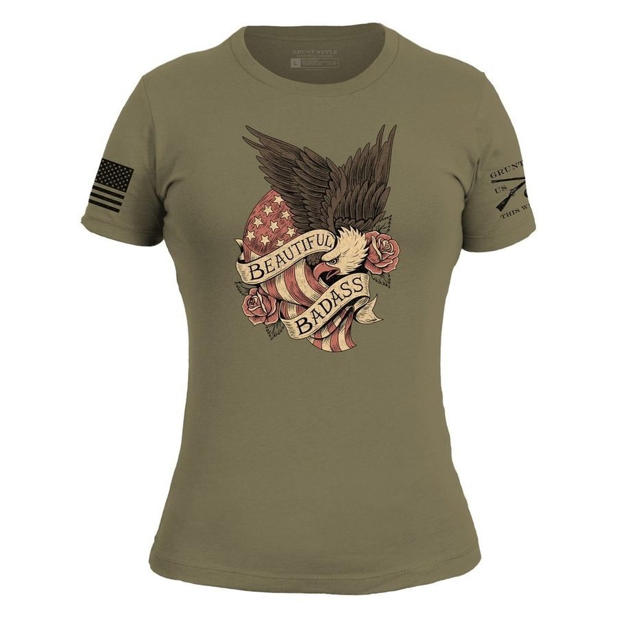 Women's Beautiful Badass Revolution Slim Fit T-Shirt - Military Green