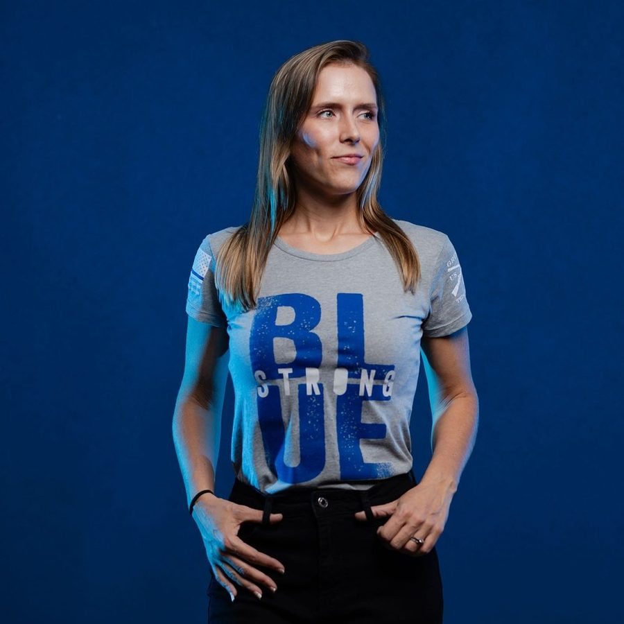 Women's Blue Strong Slim Fit T-Shirt - Dark Heather Gray