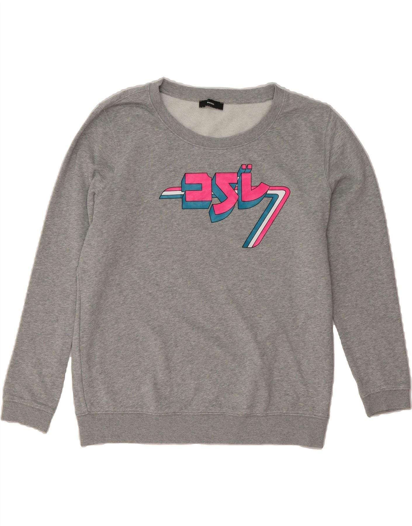 Diesel Mens Graphic Sweatshirt Jumper Xl Grey Cotton Shirt Hoodie | PrintMintTees.com