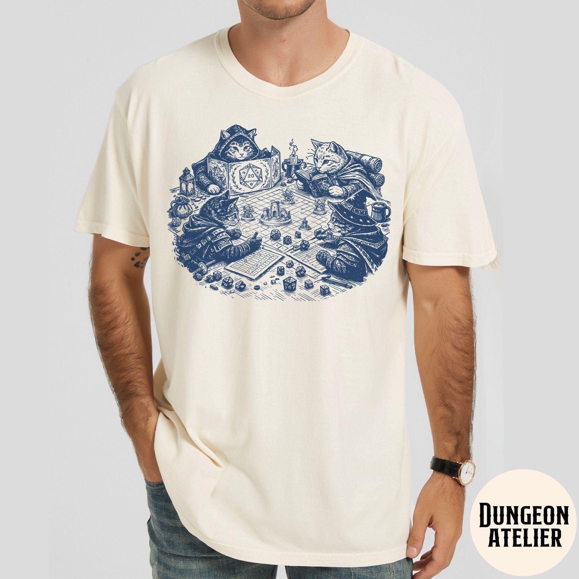 Dnd Cats Comfort Colors Retro Kitten Cat Person Vintage Nerdy Cats Tabletop Cat Dad Mom (5)