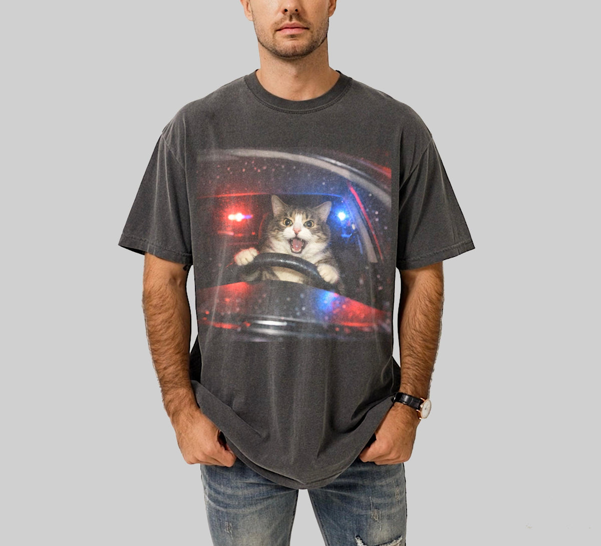 Cat Vintage Cat Memes Retro Unhinged Comfort Colors Oversized (5)