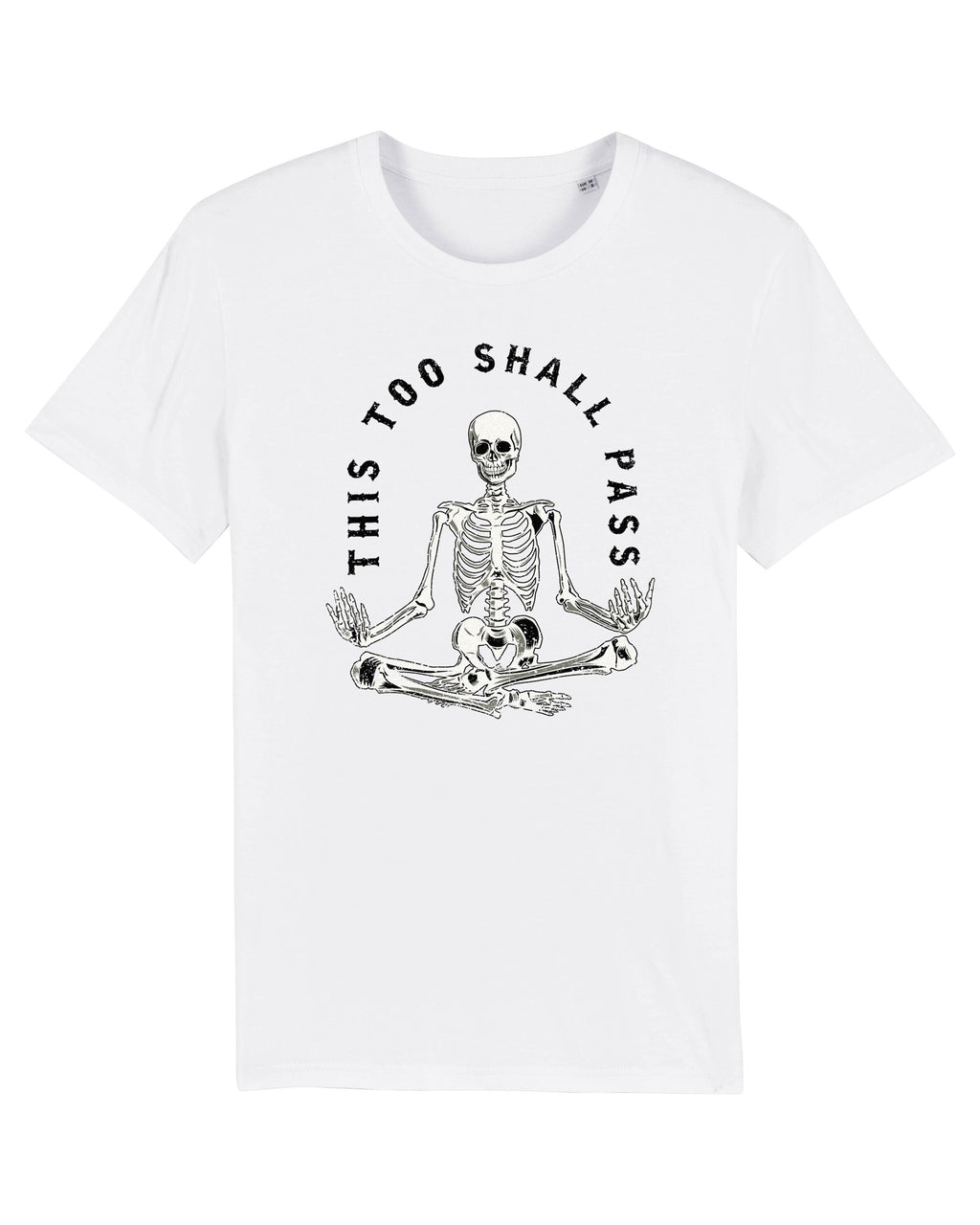 Meditating Skeleton Too Shall Pass Gothic Mental Health Quote Tee Spiritual Friend (5)