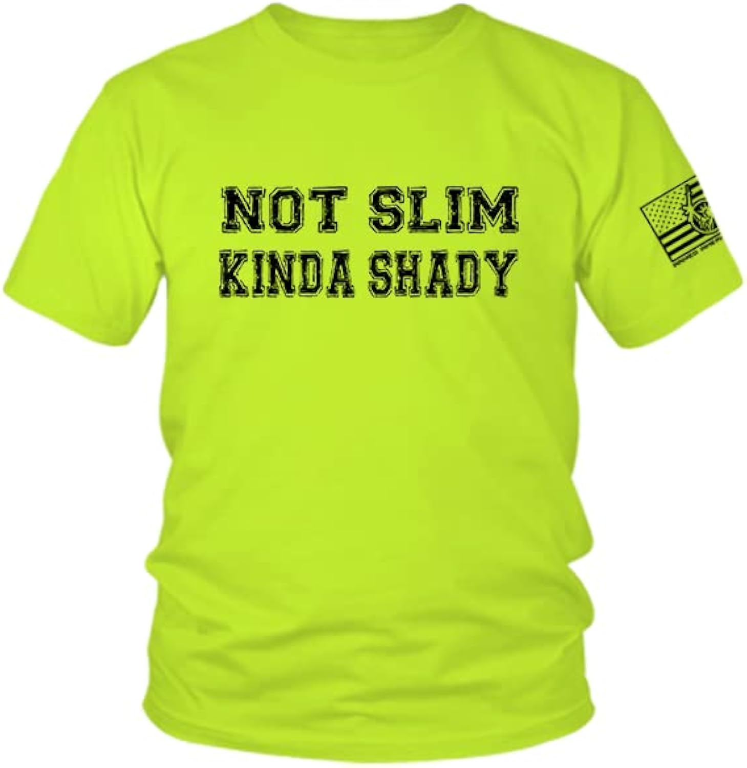Hi Vis, Hi Viz Not Slim Kinda Shady Cotton/Poly Blend Half-Sleeve Safety T-Shirt, Funny Work Shirts for Men, Safety Yellow