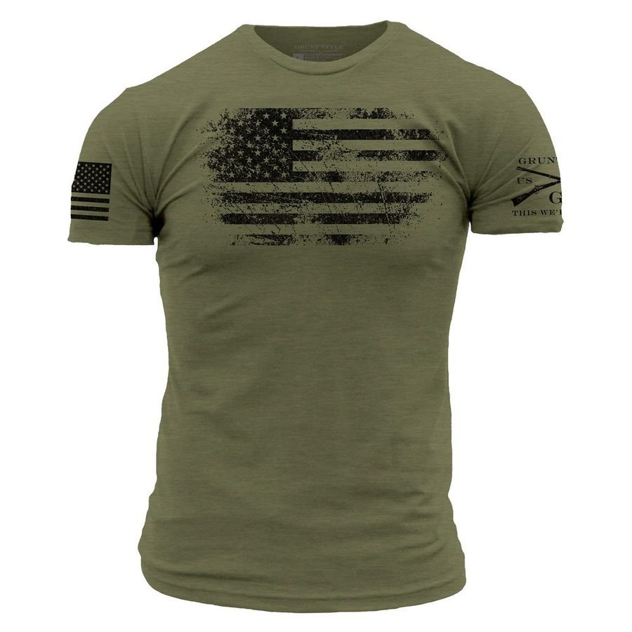 CFP Men's Worn Flag Tee - Military Green