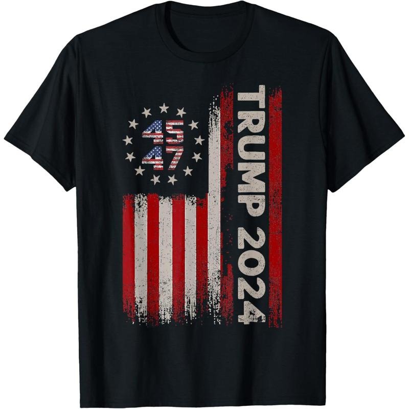 45 47 Donald Trump 2024 American Flag 2024 Election T-Shirt made in usa Hoodie Sweatshirt | PrintMintTees.com