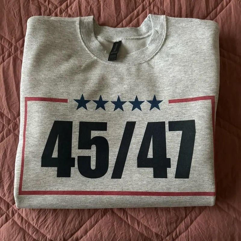 Trump 45/47 Sweatshirt Trump 2024 Comfy Sweatshirt Shirt Hoodie | PrintMintTees.com
