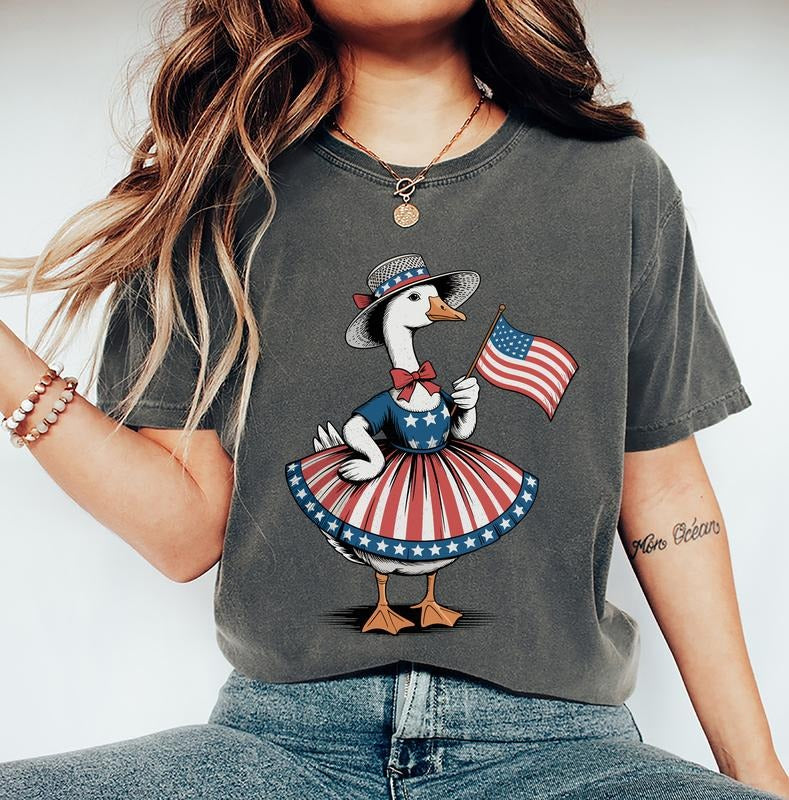4th of July Goose Shirt, American Goose Shirt, Patriotic USA Flag Tee, Funny Fourth Of July Goose Tee, Independence Day...