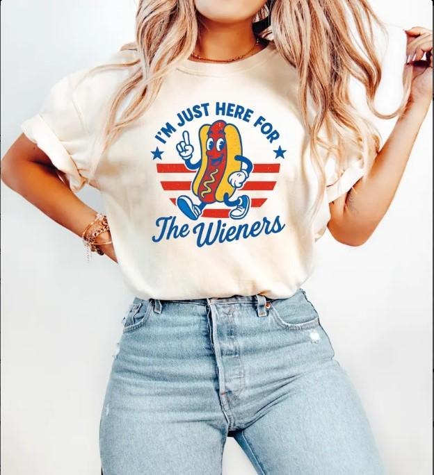 4th of July Just Here For The Wieners T Shirt, Funny Hot Dog Shirt, Independence Day T Shirt Hoodie Sweatshirt