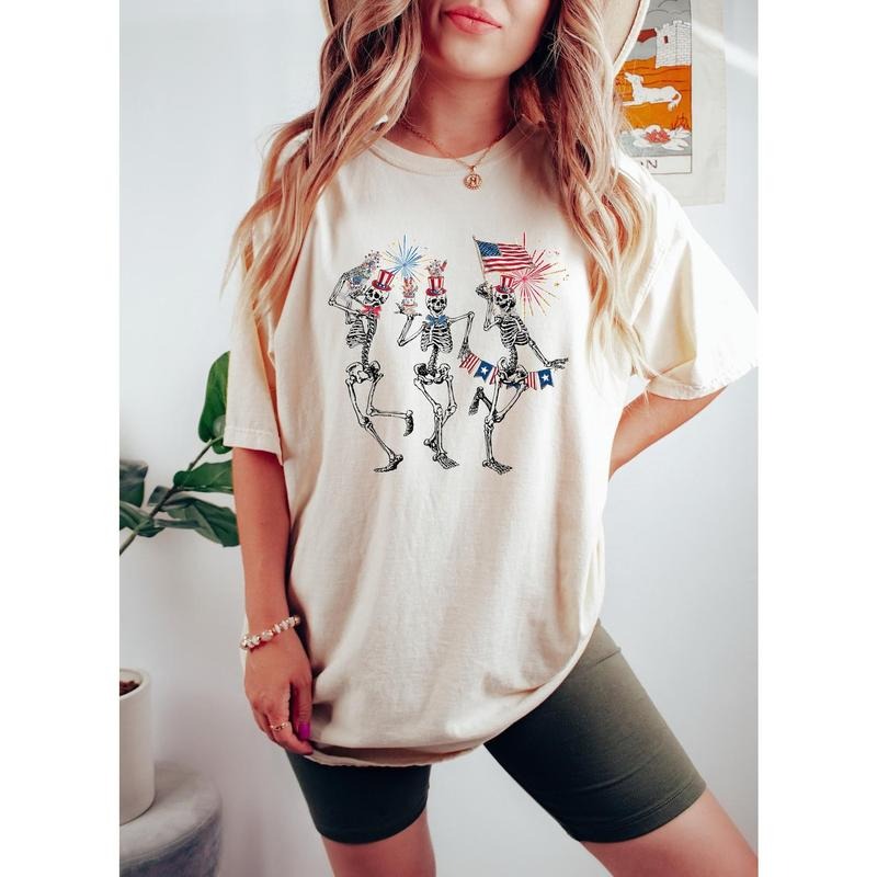 4th of July Skellies, 4th of July Shirts, Dancing Skeleton Shirt, American Flag Shirt,4th of July shirt Hoodie Sweatshirt
