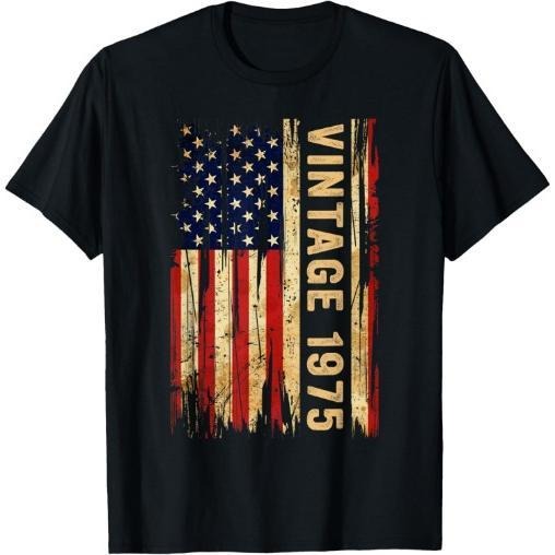 50 Years Old Vintage 1975 American Flag 50th Birthday Men T-Shirt Made in USA Hoodie Sweatshirt | PrintMintTees.com