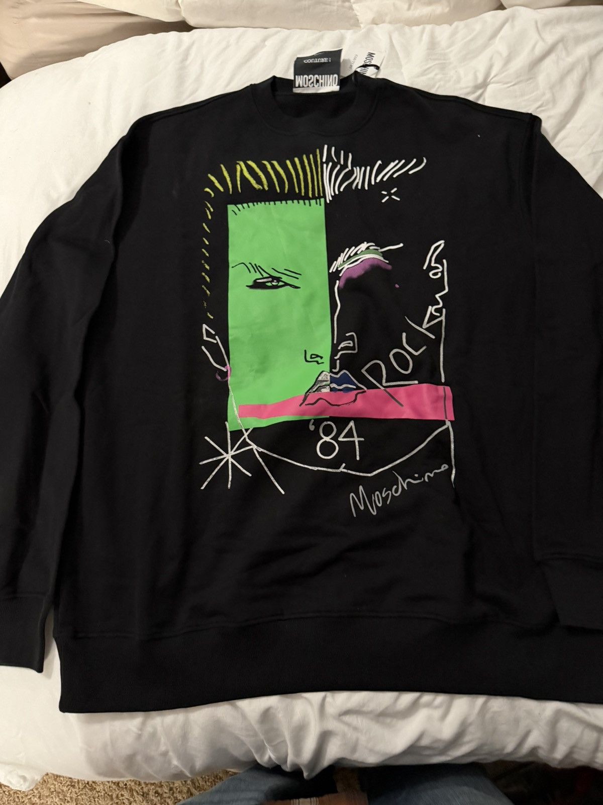 Moschino Couture Rock 84 Graphic Sweatshirt Nwt Shirt Hoodie | PrintMintTees.com