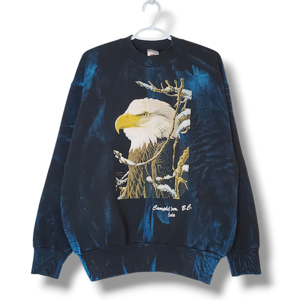 Vintage 90s Eagle Nature Graphic Crewneck Black Size L Shirt Hoodie Sweatshirt | PrintMintTees.com