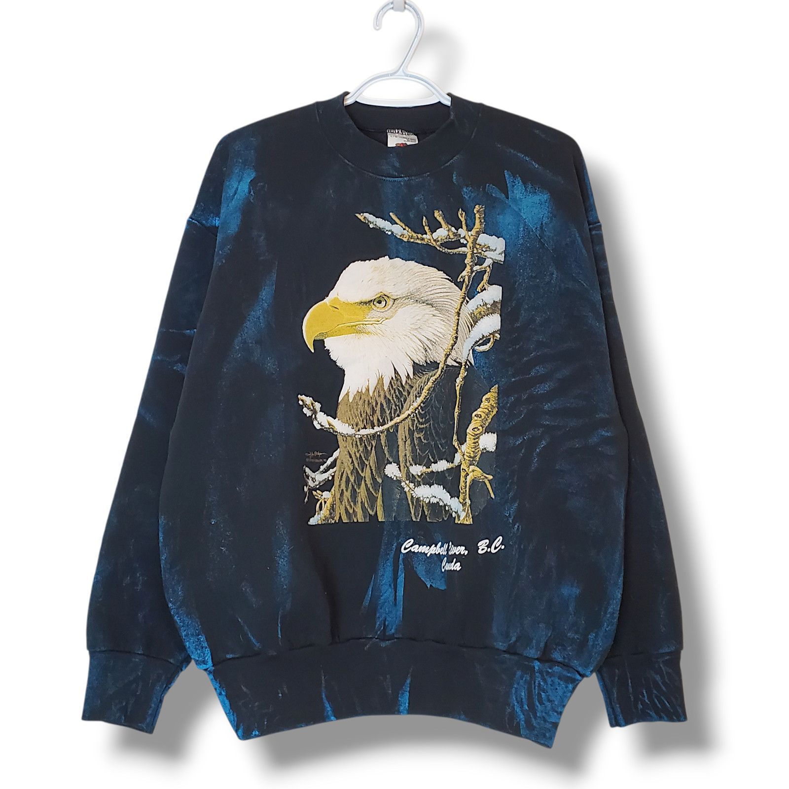 Vintage 90s Eagle Nature Graphic Crewneck Black Size L Shirt Hoodie Sweatshirt | PrintMintTees.com