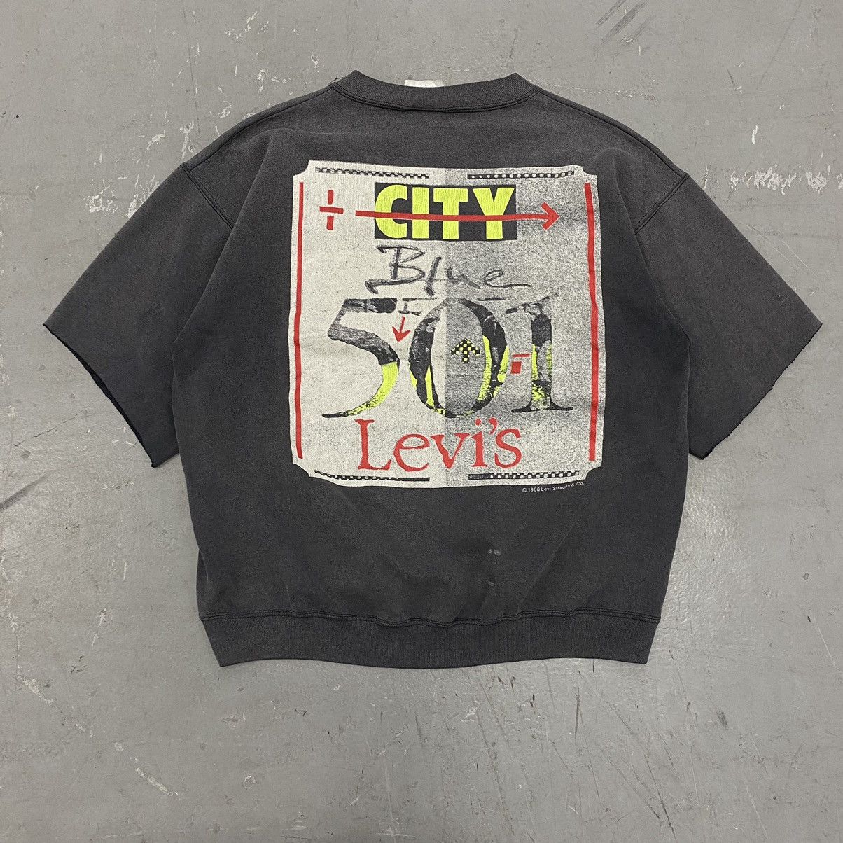 Vintage Vtg 80s Levis 501 Graphic Sweatshirt Sunfade Chopped Shirt Hoodie | PrintMintTees.com