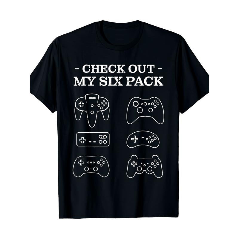 6 Six Pack Gamer 220g Funny Gamers Gift T-Shirt - Video made in usa Hoodie Sweatshirt | PrintMintTees.com