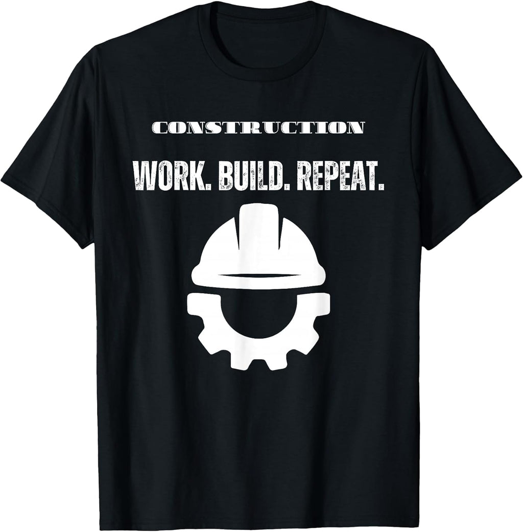 Construction Work Build Repeat Blue Collar Design T-Shirt