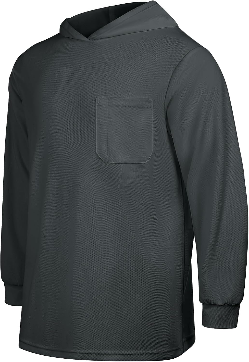 Hi Vis Shirts for Men, High Visibility Shirts with Hood, Safety Shirts with Long Sleeves, Construction Work Shirts for Men, Lightweight, Breathable, UCH-Dark Grey XL
