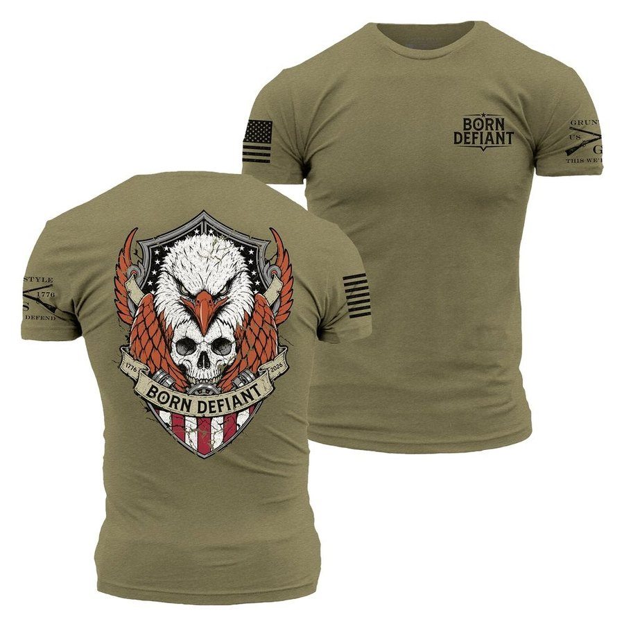 Born Defiant T-Shirt - Military Green