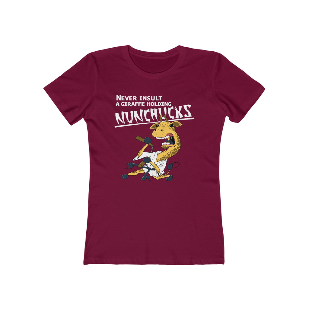 Never Insult A Giraffe Holding Nunchucks - Women’s T-Shirt